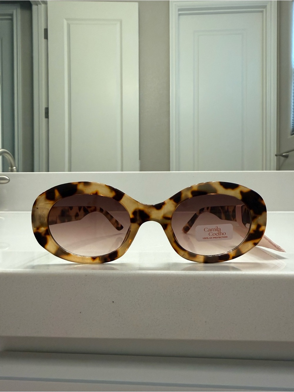 Camila Coelho Tortoiseshell Oval Sunglasses with Brown Gradient Lenses NWT